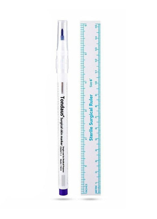 Маркер хирургический с линейкой, синий, 1.0 мм. No Brand (296664540)