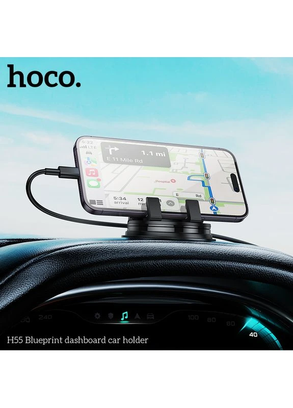 Автотримач для телефона dashboard car holder Black Gray (6942007634090) Hoco H55 Blueprint (372473508)