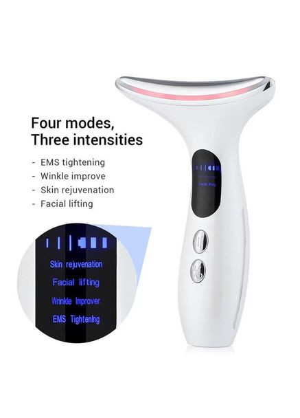Мікрострумовий масажер Neck Beauty Device для обличчя та шиї з LED-світлом і USB-зарядкою No Brand (366666235)