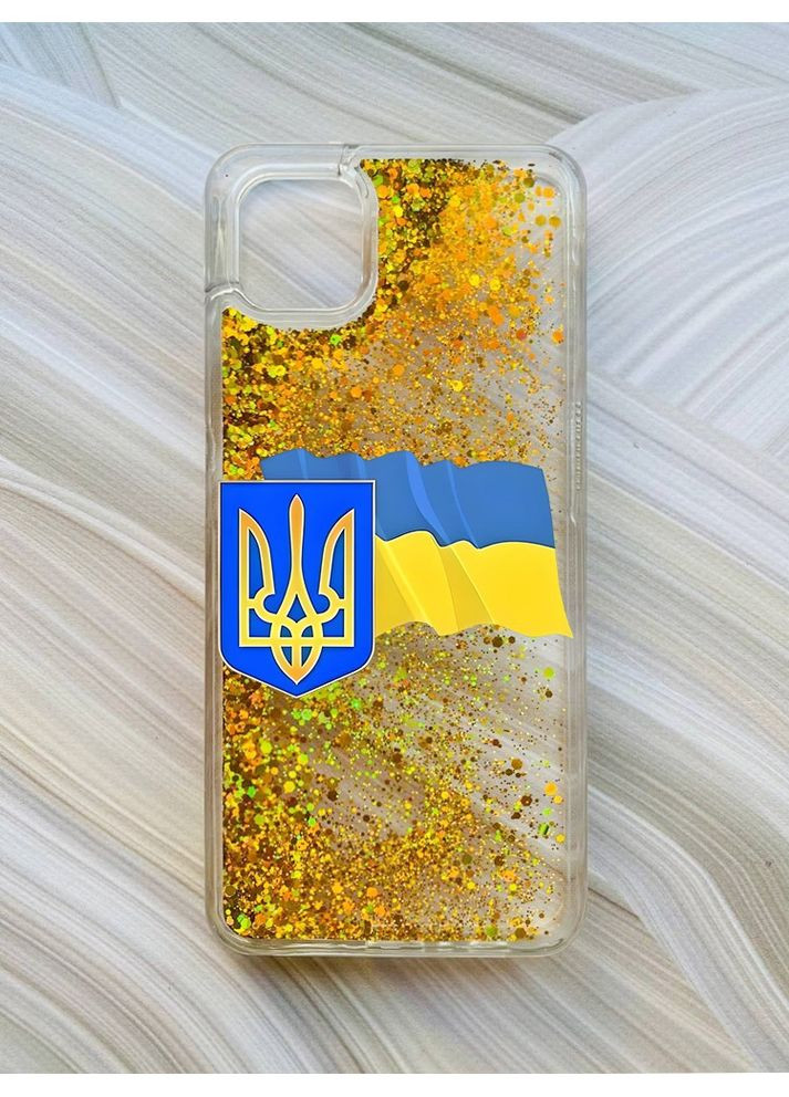 Чехол с плавающими блестками на Samsung Galaxy A04 Золотой:: Трезубец и флаг (принт 384) CASE CONTROL (360705632)