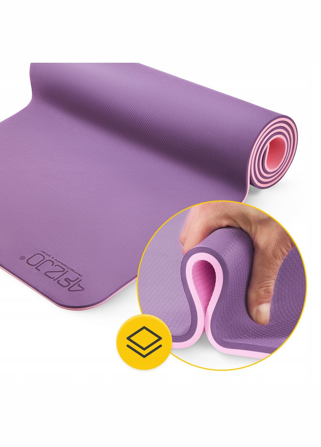 Килимок (мат) спортивний TPE 180 x 60 x 1 см для йоги та фітнесу Violet/Pink 4FIZJO (322966282)
