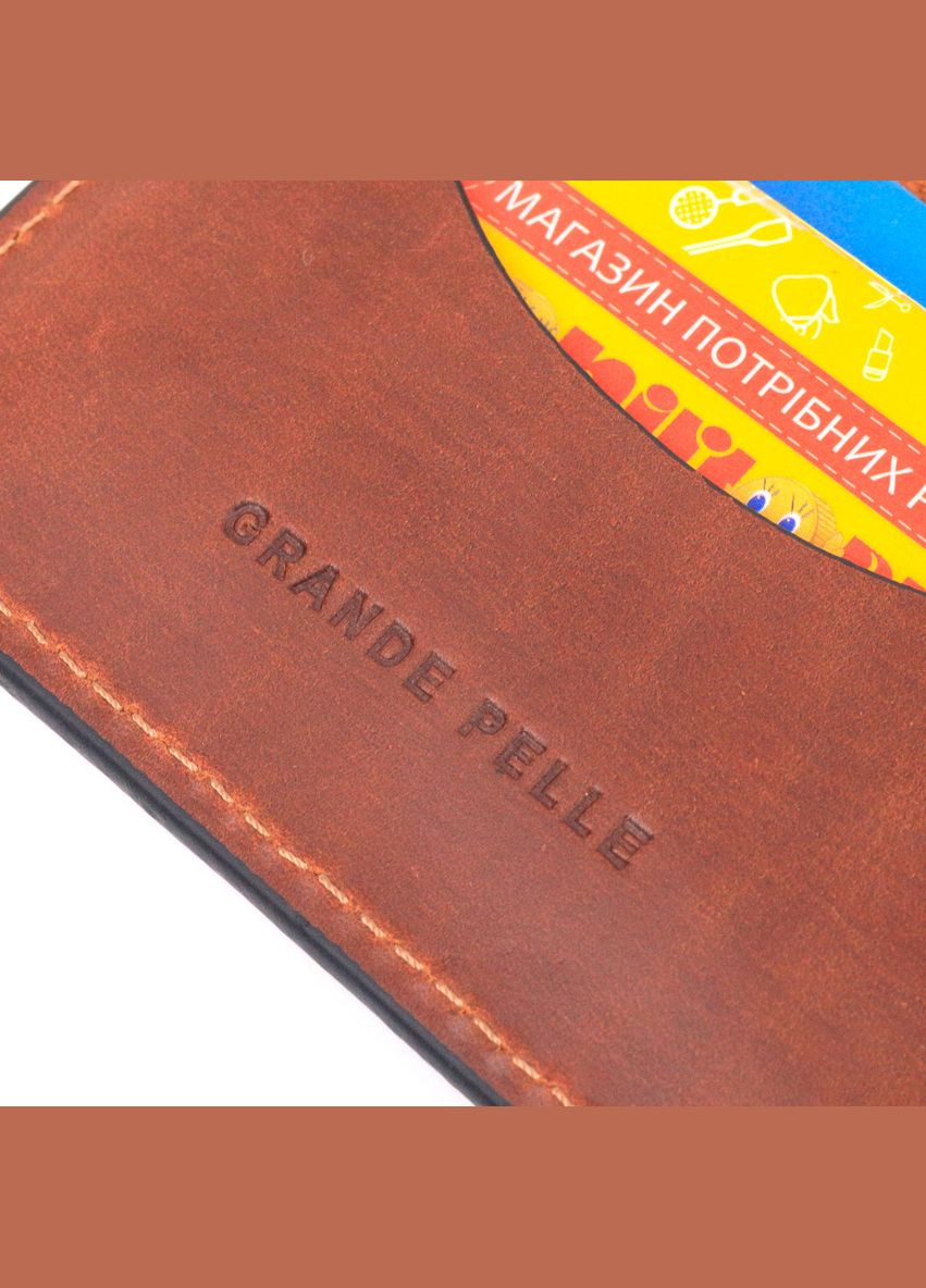 Практичная обложка на автодокументы в винтажной коже Украина светло-коричневая 16706 Grande Pelle (362418406)
