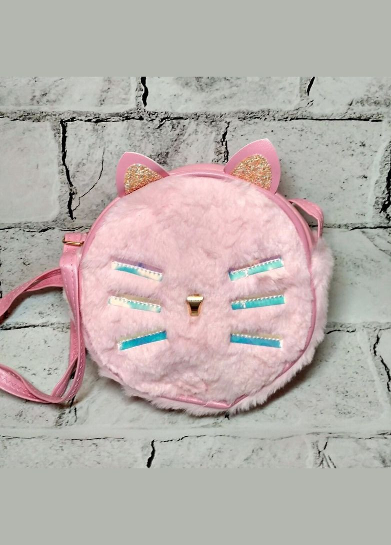 Сумочка для дівчинки дитяча хутряна Котик 16х16 см Рожева No Brand (328446327)