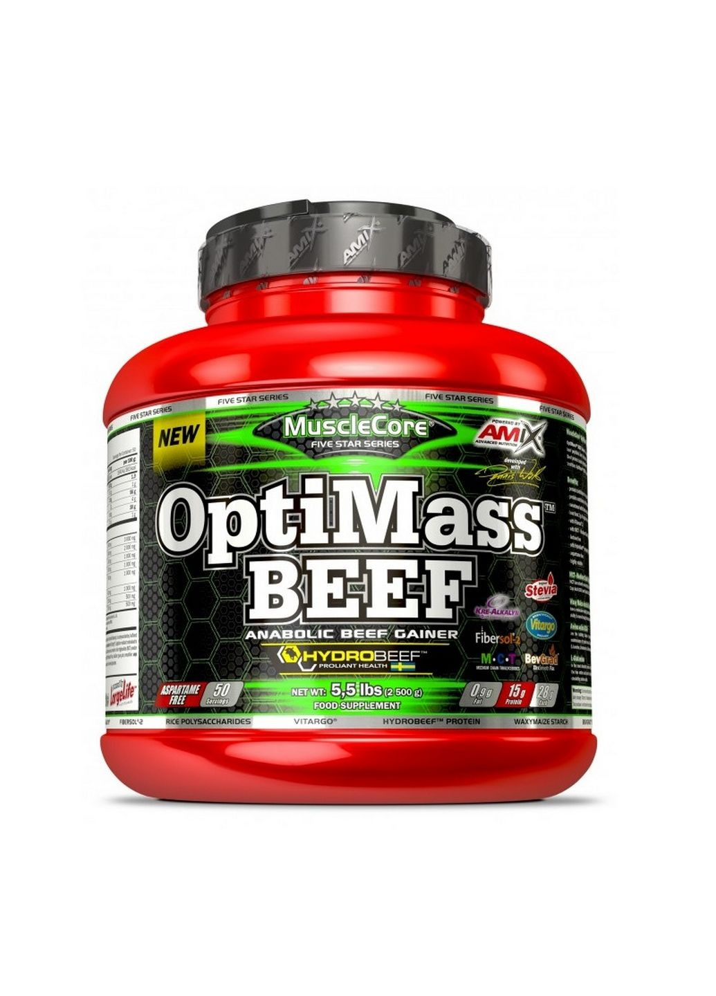 Гейнер Nutrition MuscleCore OptiMass Beef Gainer, 2.5 кг Лісові ягоди Amix Nutrition (293478688)