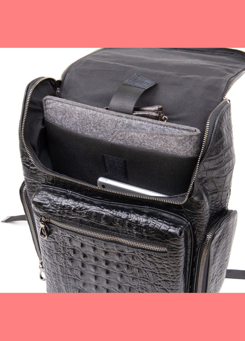 Рюкзак чоловічий шкіряний під рептилію 20431 Чорний Vintage (301871727)