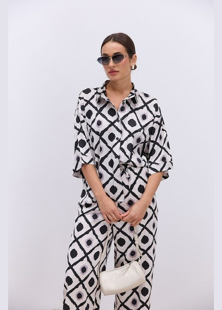 Костюм жіночий шовковий з абстрактним візерунком MKAR35190-2 Modna KAZKA (337716054)