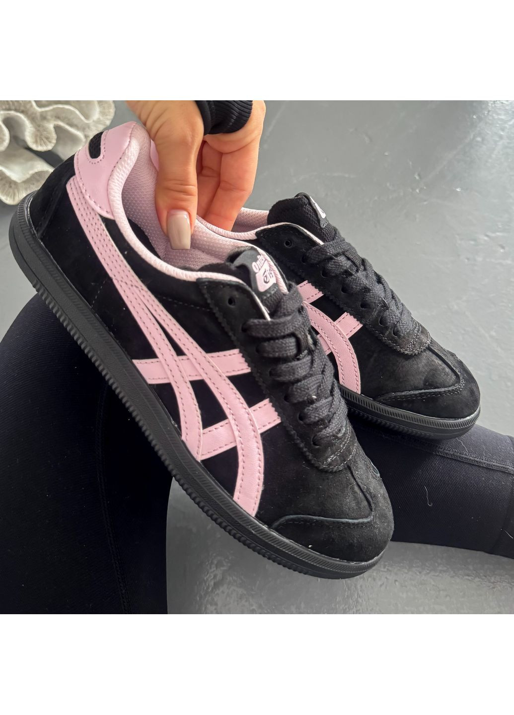 Чорні Осінні кросівки чоловічі і жіночі asics onitsuka toger black pink | асікс онітцука тайгер токутен чорні No Brand
