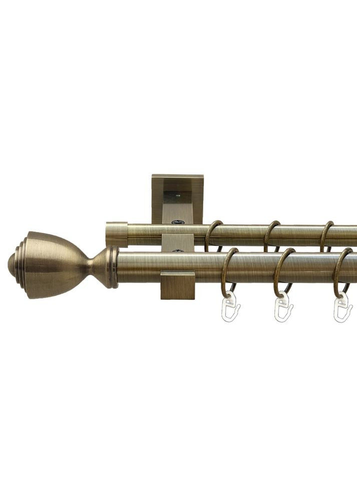 Карниз Палаціо металевий дворядний техно гладка труба Антик 25\19 мм 240 см (00-00026038) ORVIT (300843922)