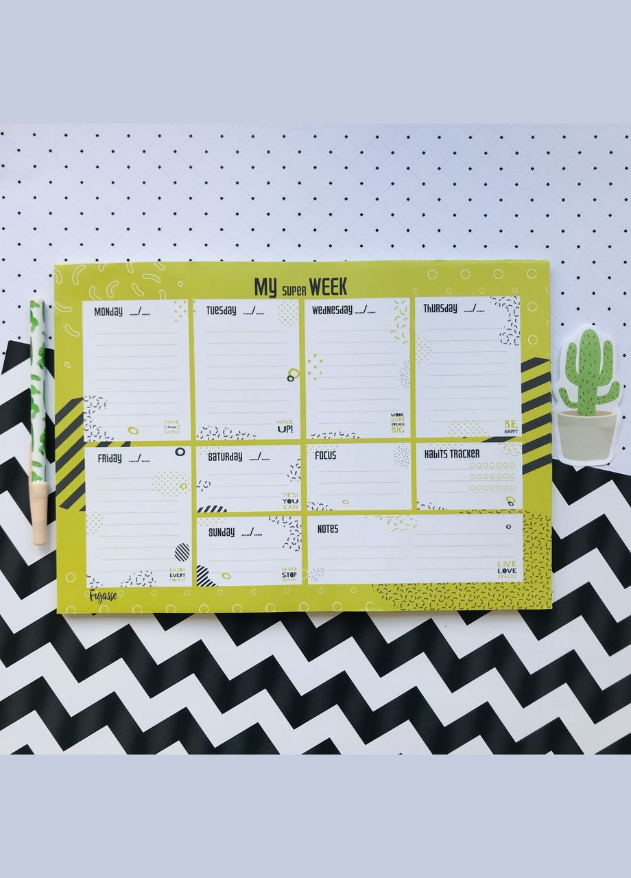 Планінг-щотижневик Настільний планінг на тиждень Weekly Planner А4 Зелений (ПН0001) Figasse (333023755)