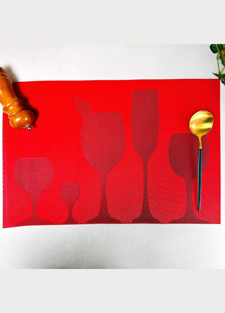 Салфетка подкладка под тарелку на стол с бокалами 30х45см Красная (2-Б) Hell (303212223)