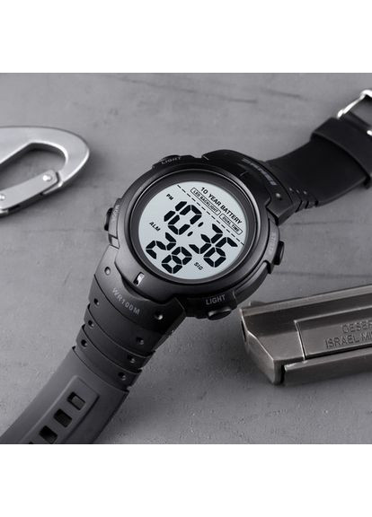 Годинники 1560 чорні спортивні кварцові чоловічі водонепроникні з будильником та календарем ProDobro (367267577)