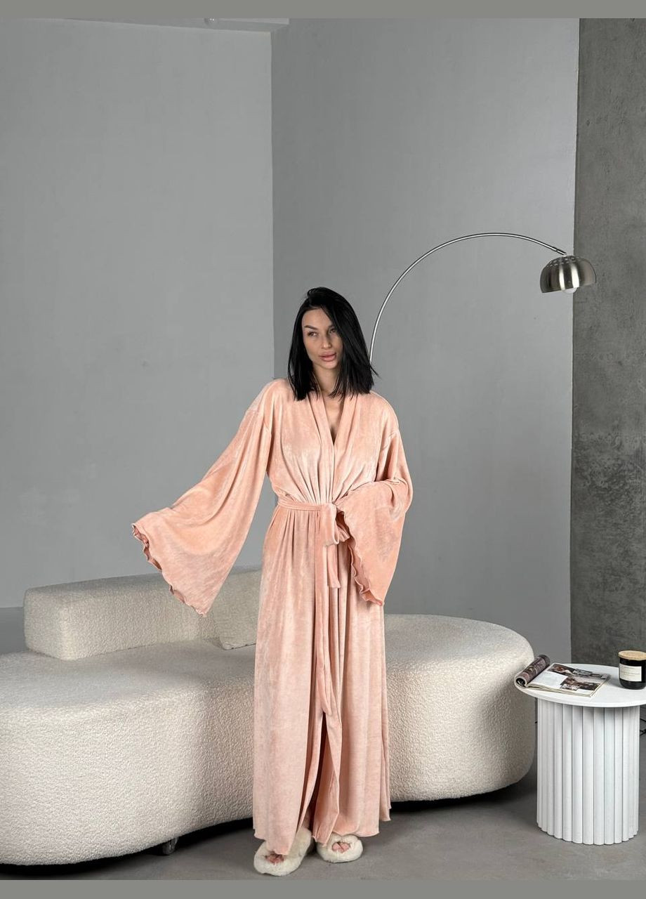 Женский персиковый халат No Brand (335076410)