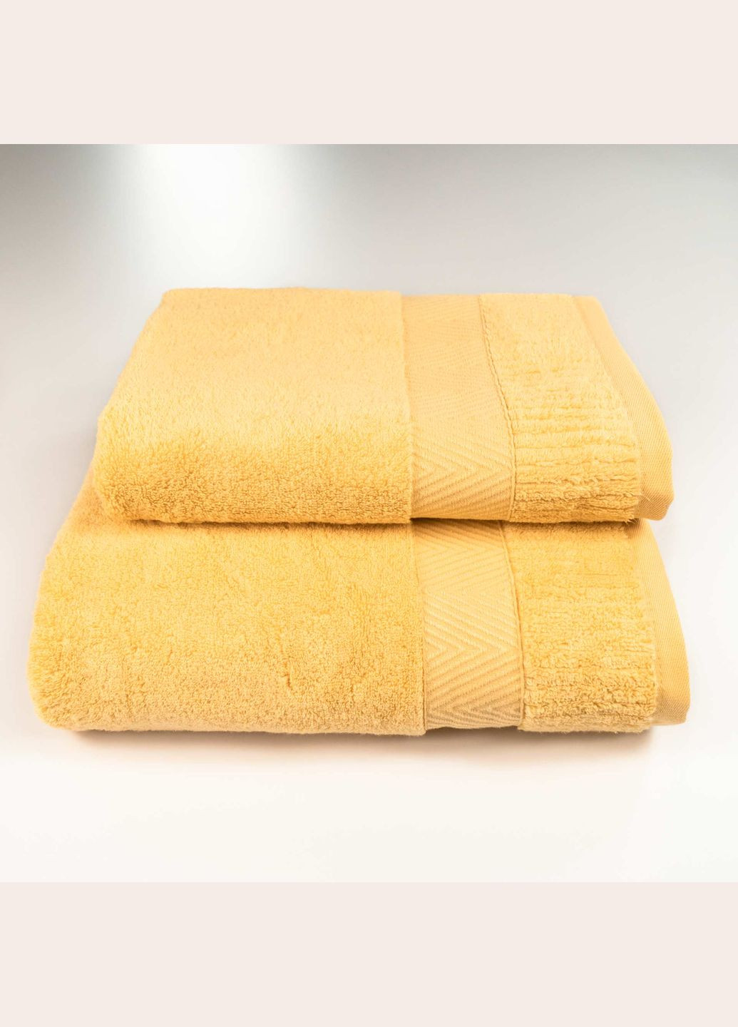 Набор махровых полотенец Зеро Твист Бордюр 2шт 50x90см, 70x140см 550г/м2 ( ) GM Textile желтый