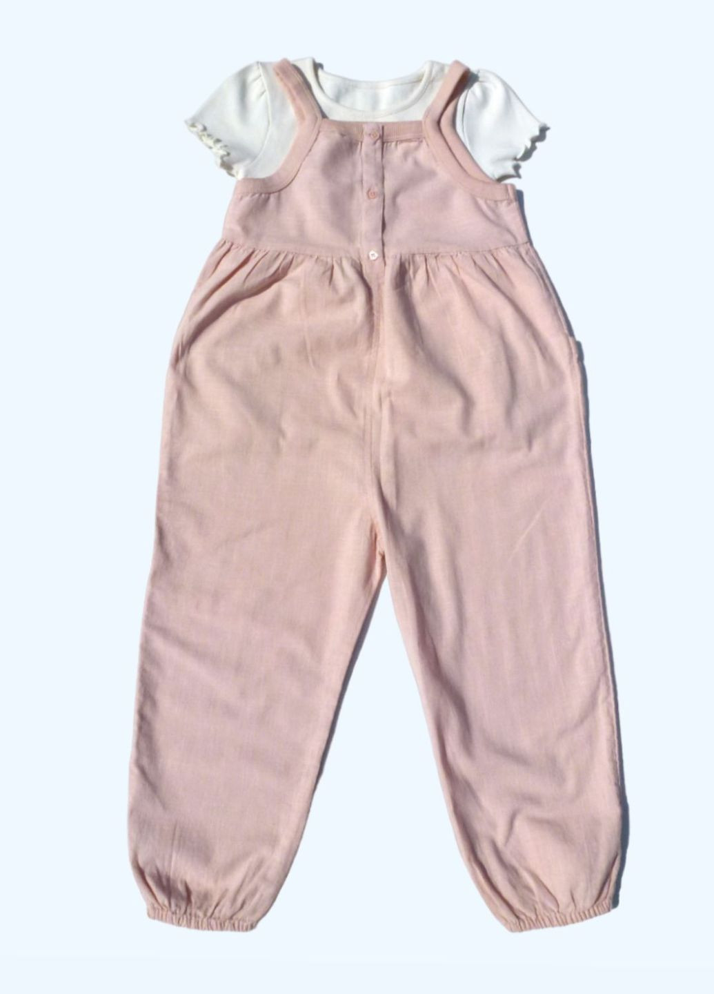 Світло-рожевий костюмчик (футболка+комбінезон) літній gеоrgе для дівчинки, рожево-молочний, 110-116 см George