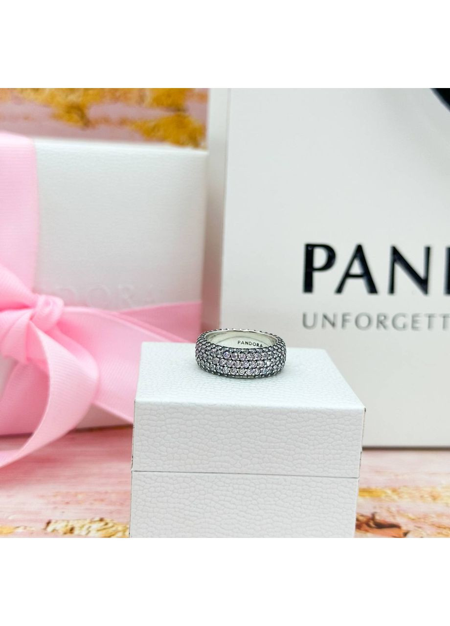 Срібна каблучка Пандора "Три ряди паве" Kabluchka (355345921)