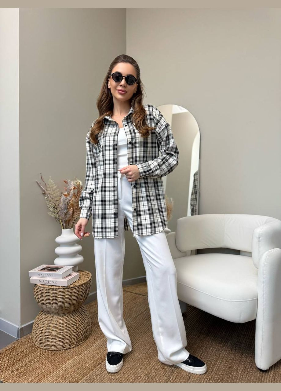 Жіноча сорочка вільного крою в клітинку MonCher (329409089)