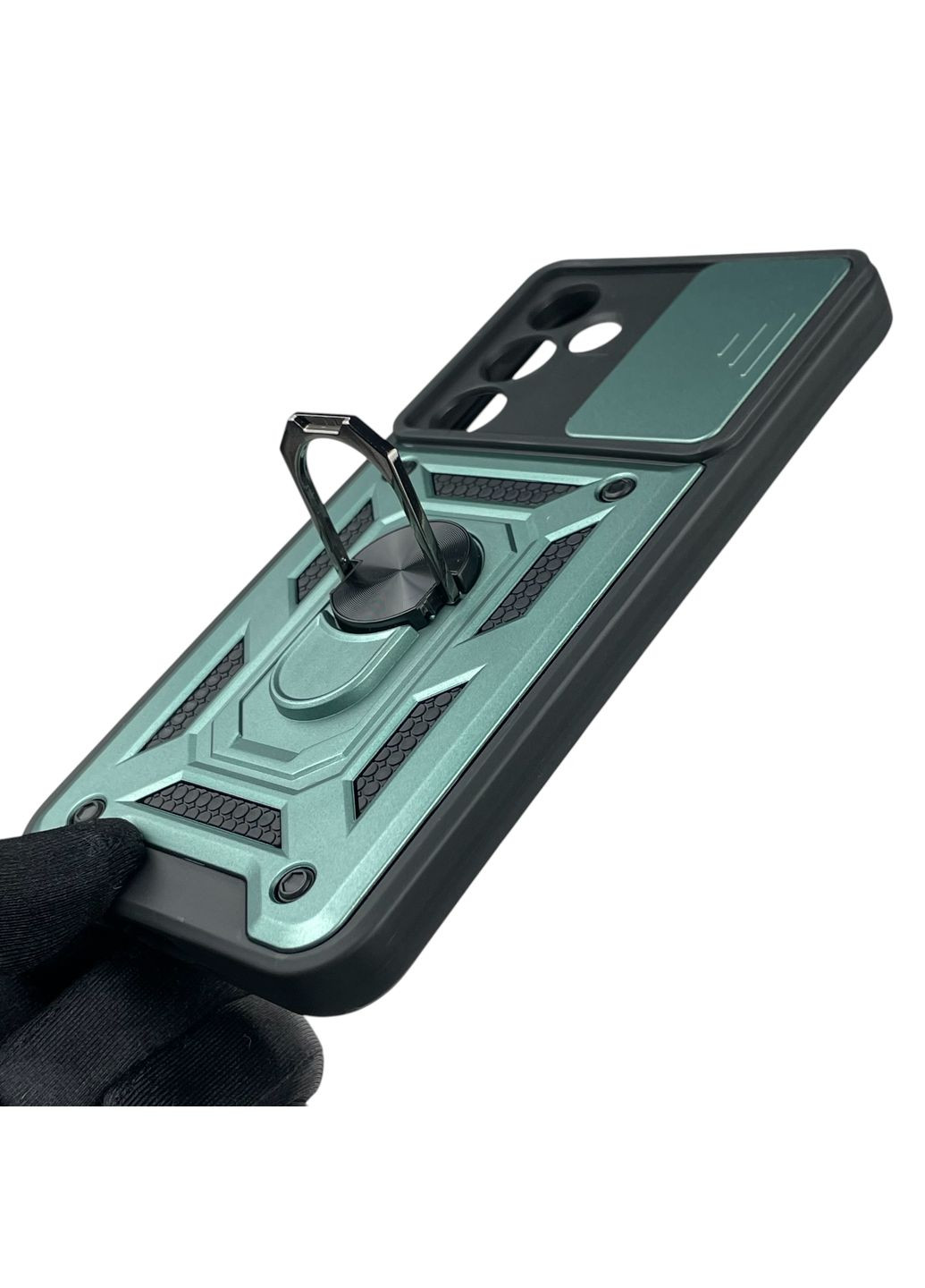 Чохол для Galaxy A55 5G (A556B) броньований з кільцем-тримачем підставкою зі шторкою на самсунг а55 5г зелений rg1 Samsung (366386020)