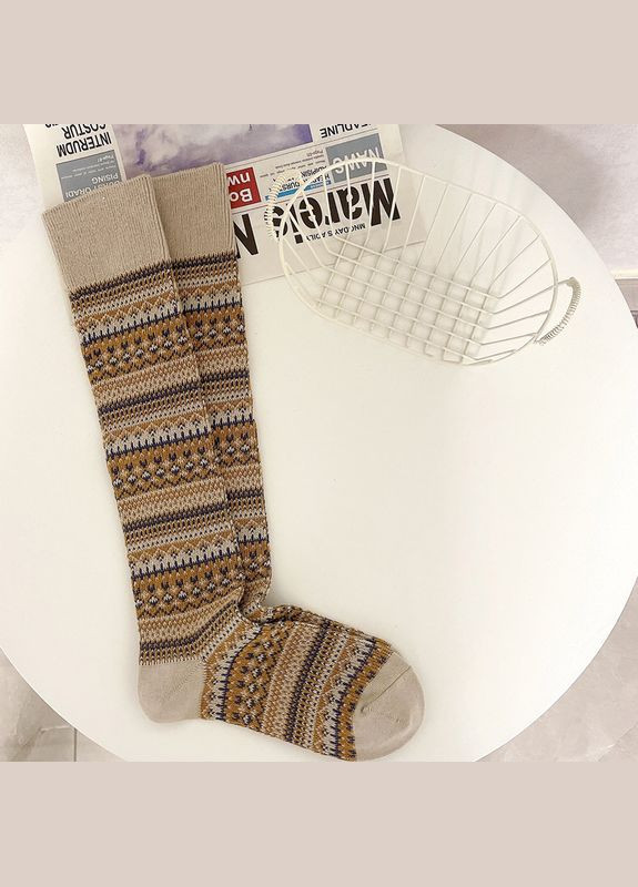 Бежевые носки с узорами высокие носочки бежевые 32170 35-41 (311222974)