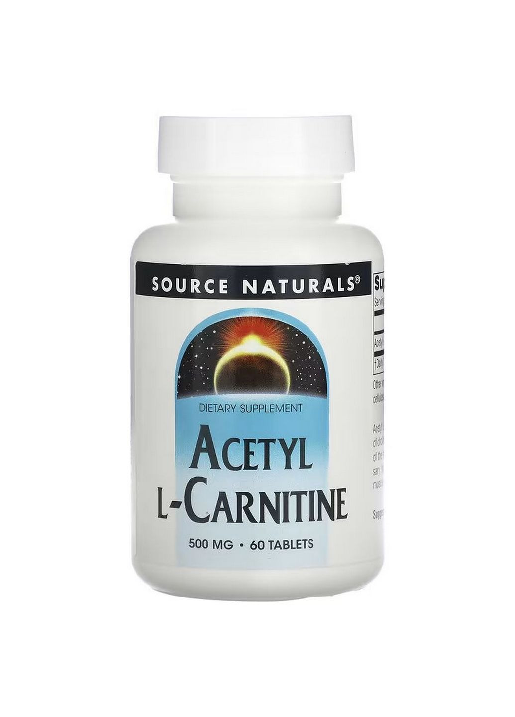 Жироспалювач Acetyl L-Carnitine 500 mg, 60 таблеток Source Naturals (294926191)