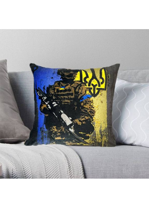 Подушка патріотична 3D Незламний воїн 2697_E 12688 50х50 см FlexDress (368783647)