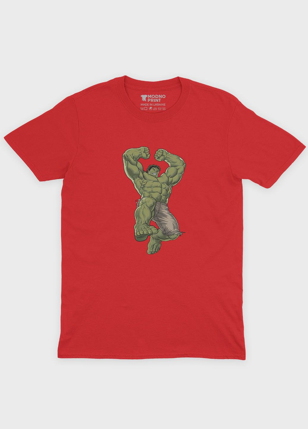 Красная демисезонная футболка для мальчика с принтом супергероя - халк (ts001-1-sre-006-018-011-b) Modno