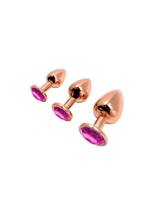 Металлическая анальная пробка Tralalo Rose Gold Plug Magenta S, диаметр 2,8 см, длина 7 см Wooomy (371389989)