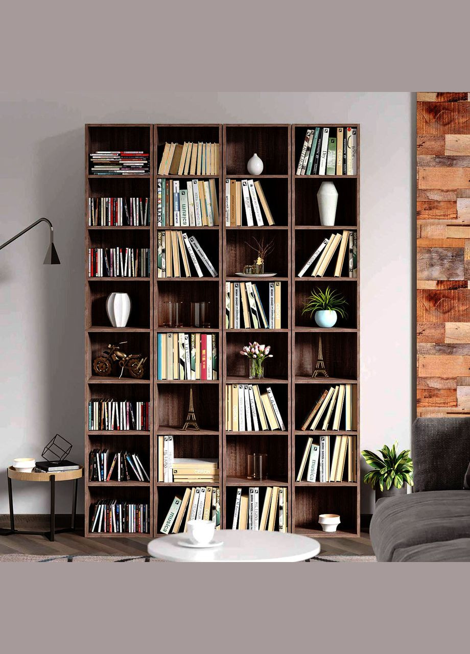 Книжковий стелаж з дерева Твен мокко (КПС-000410) No Brand (328072450)