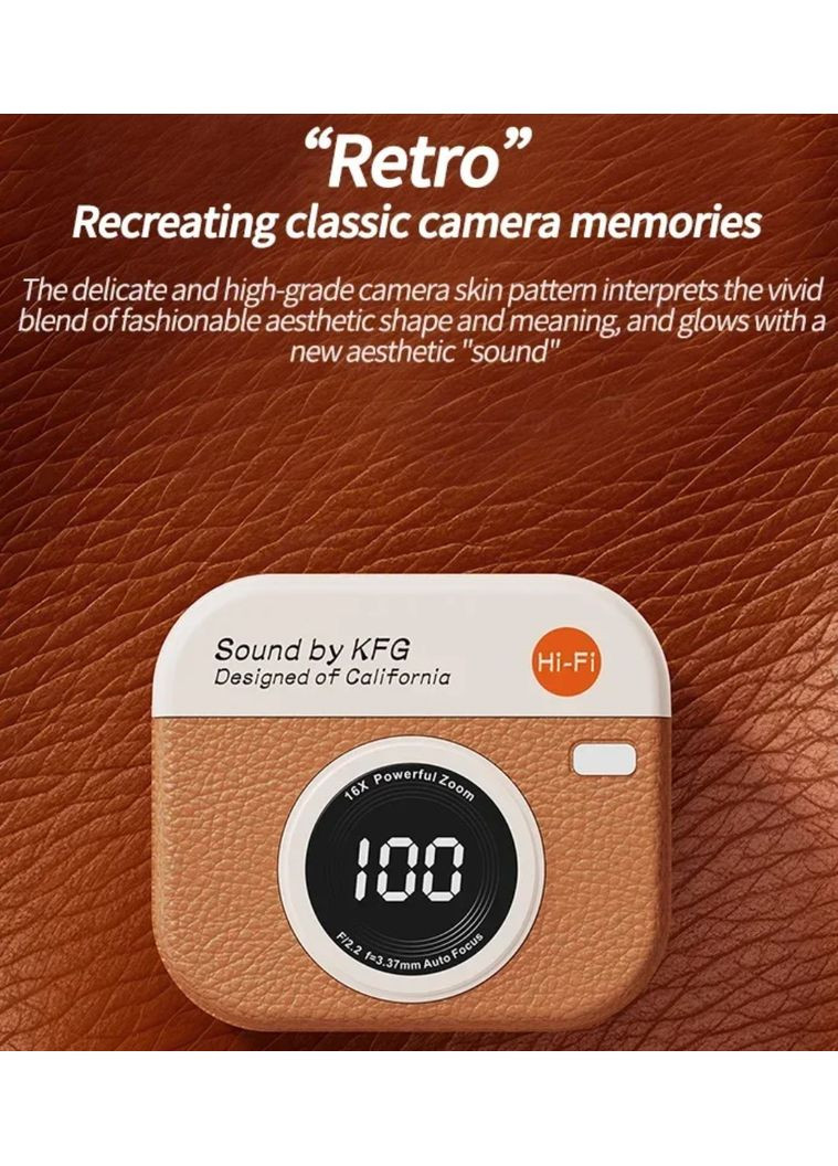 Бездротові навушники Q86 Bluetooth 5.4 у стилі ретро-камери Brown No Brand (372503947)