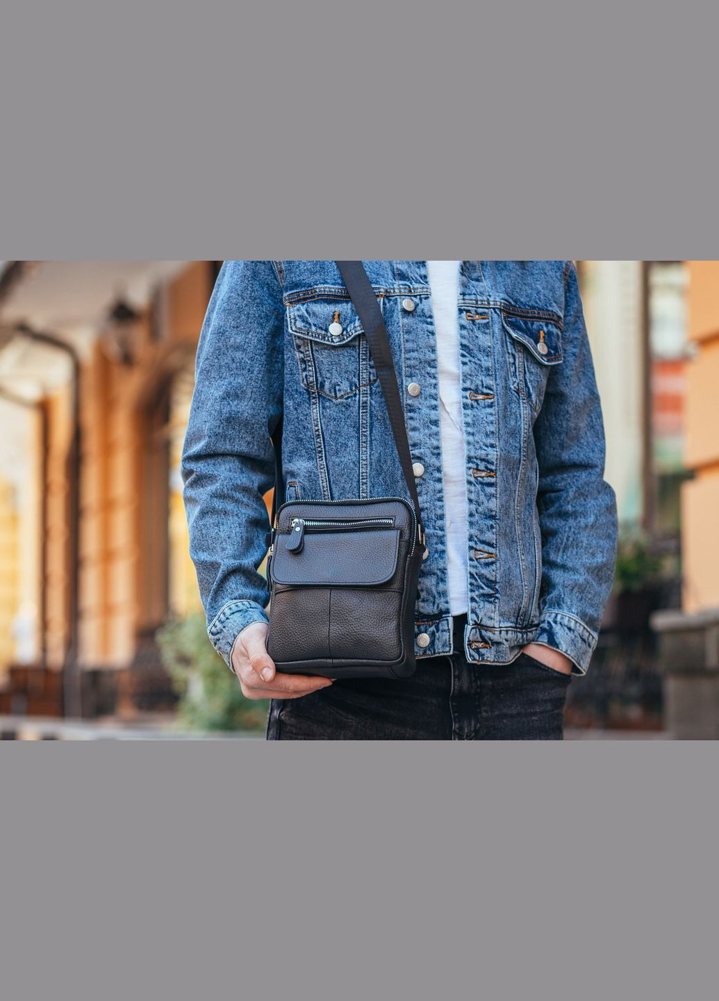 Сумка кожаная мужская черная через плечо Tiding Bag (302390973)