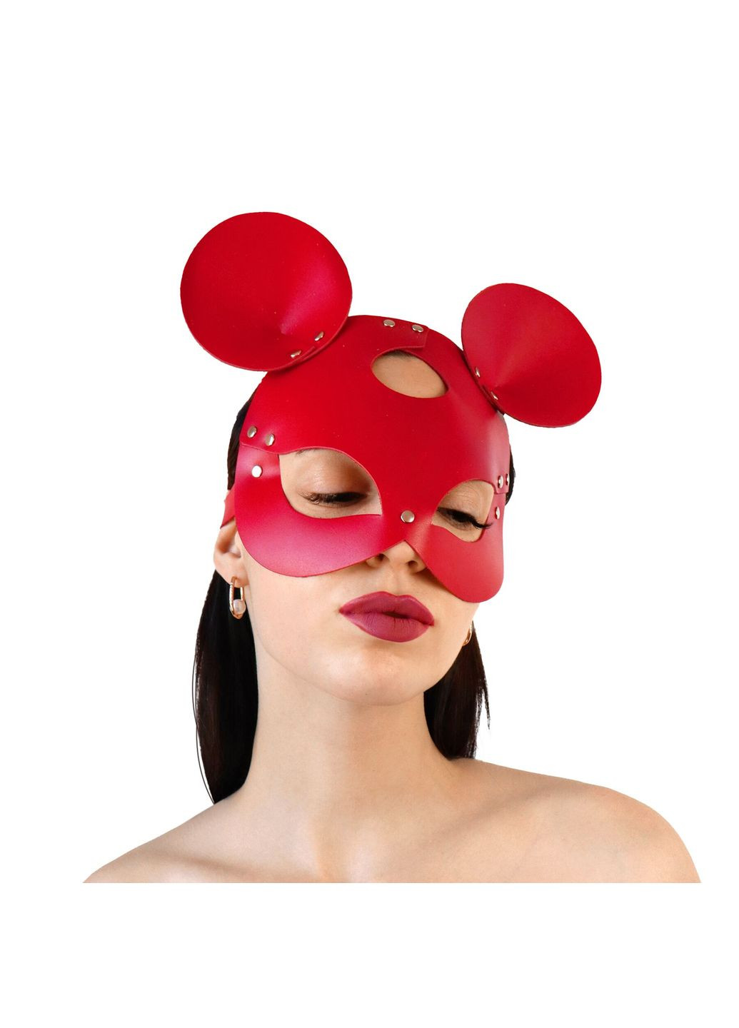 Шкіряна маска зайчика Mouse Mask, колір Червоний Art of Sex (289873599)