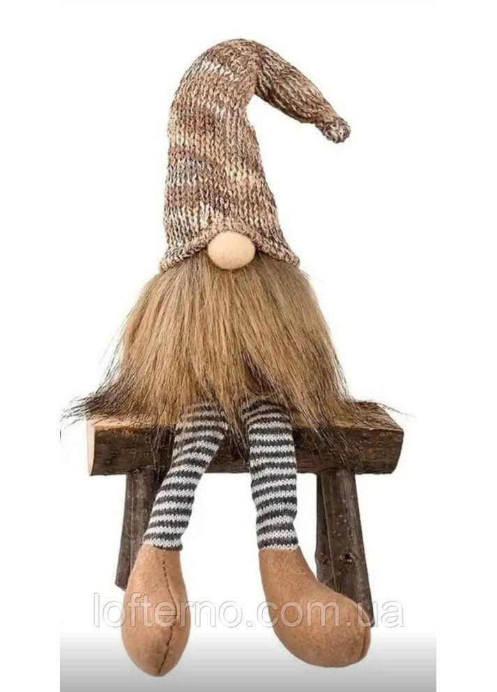 Різдвяна фігурка сидячого Гнома 24х7х6 см Коричневий No Brand (370161658)