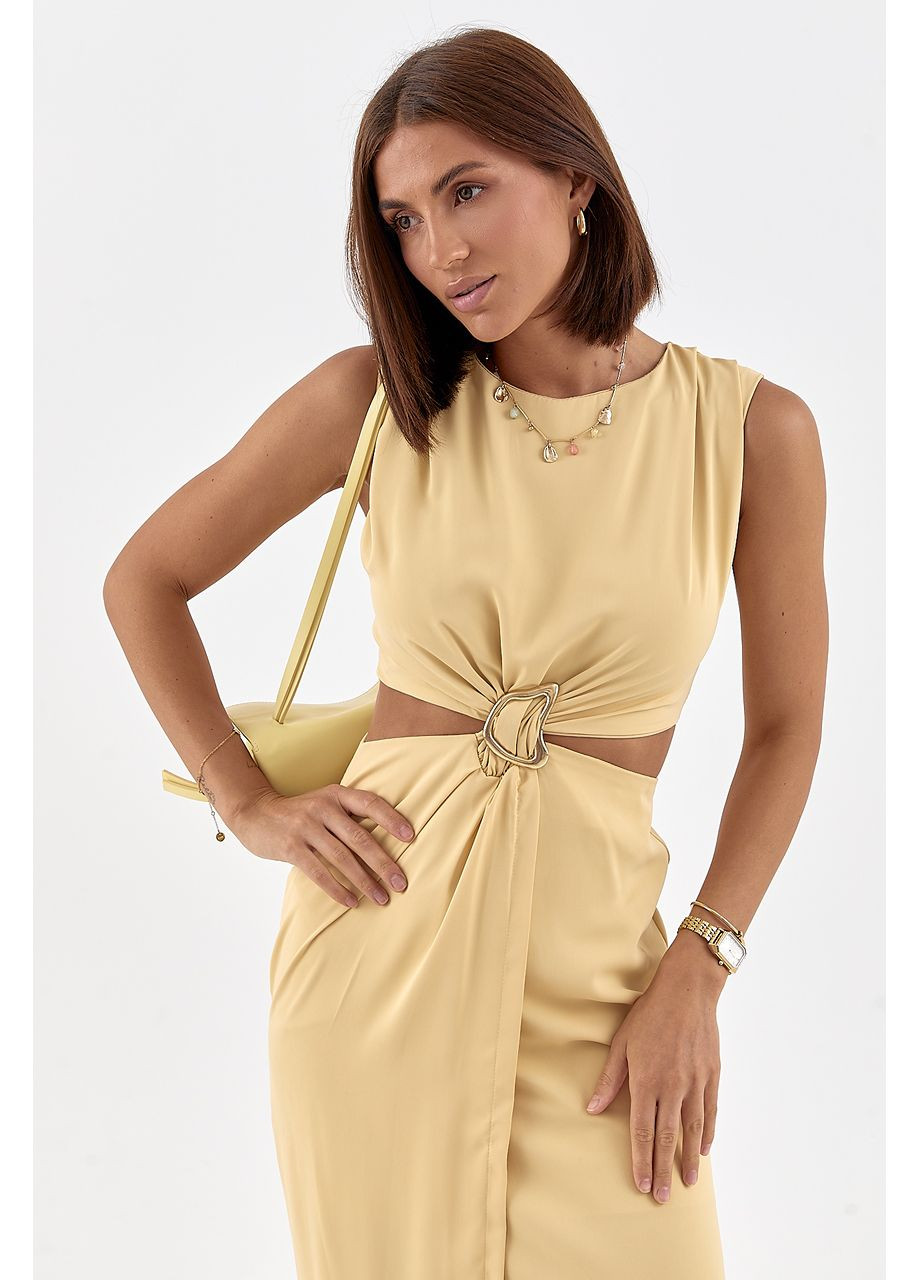 Желтое платье миди с вырезами на талии Lurex