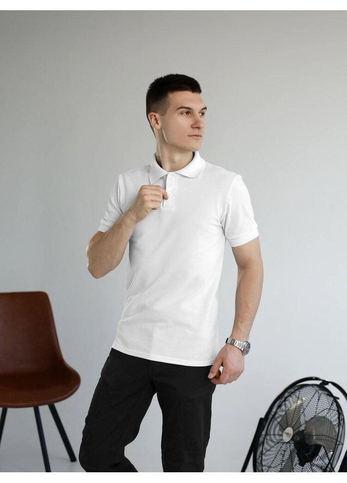 Белая футболка-элегантное базовое поло из хлопка. для мужчин Vakko однотонная