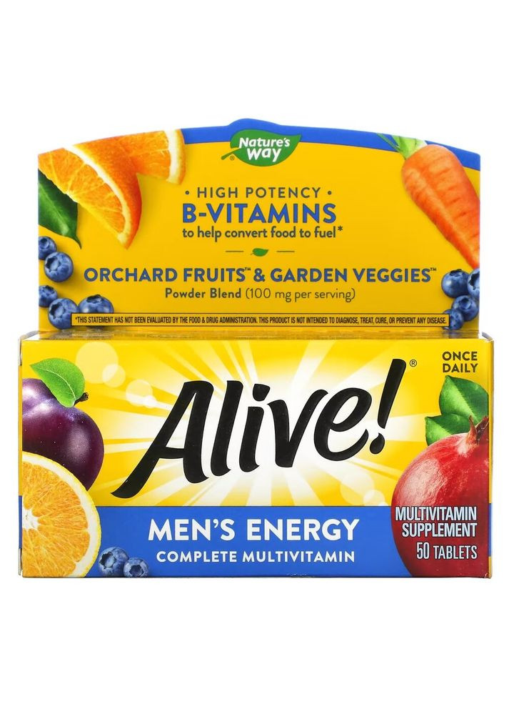 Витамины и минералы Alive! Men's Energy, 50 таблеток Nature's Way (322293291)