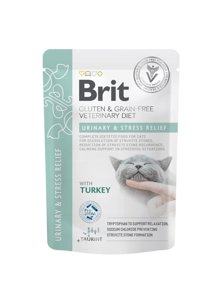 Влажный корм для кошек GF VD Urinary and Stress Relief, 85 г, с индейкой Brit (327433103)