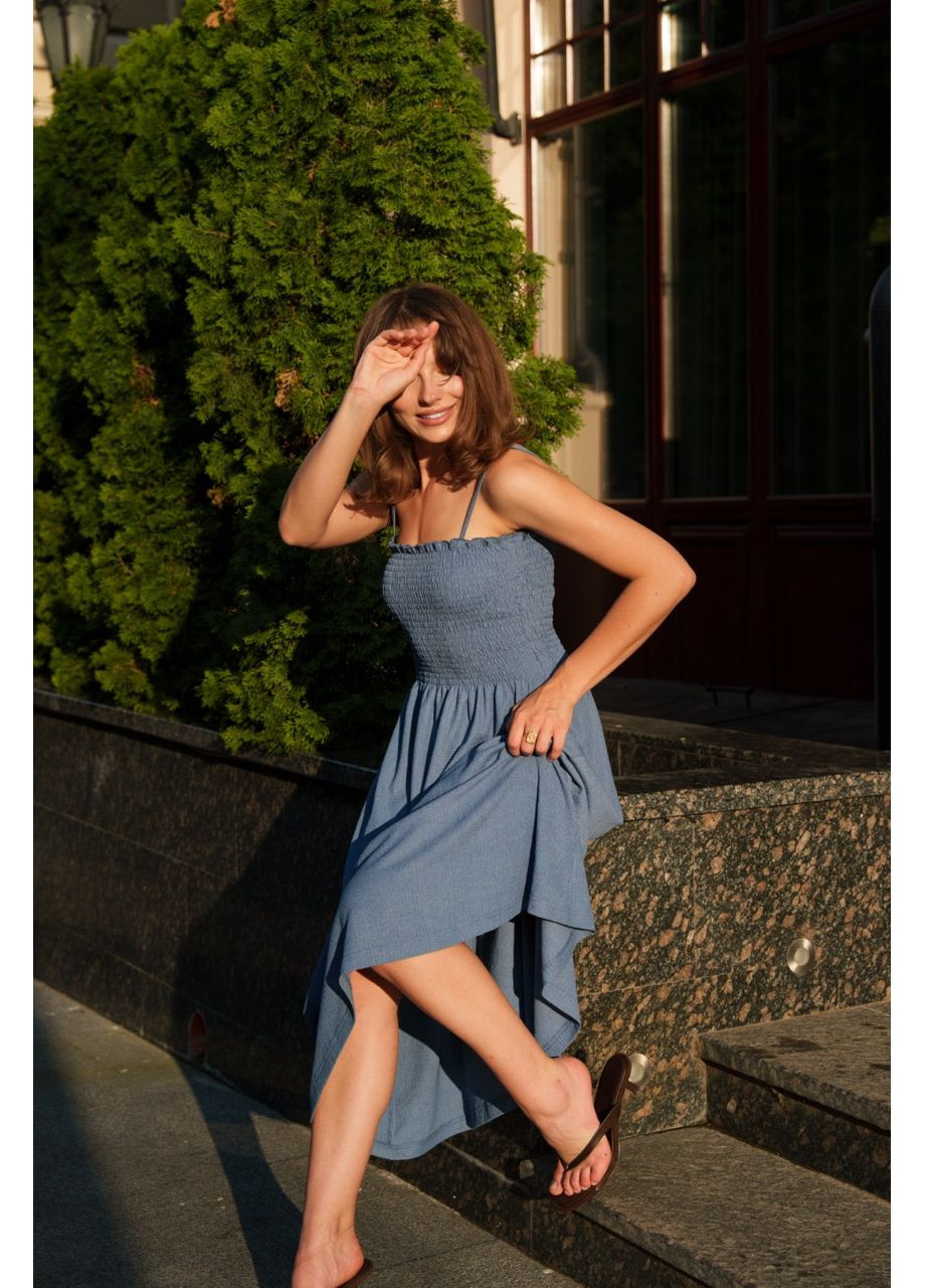 Сіро-синя сукня дріада Sarko однотонна