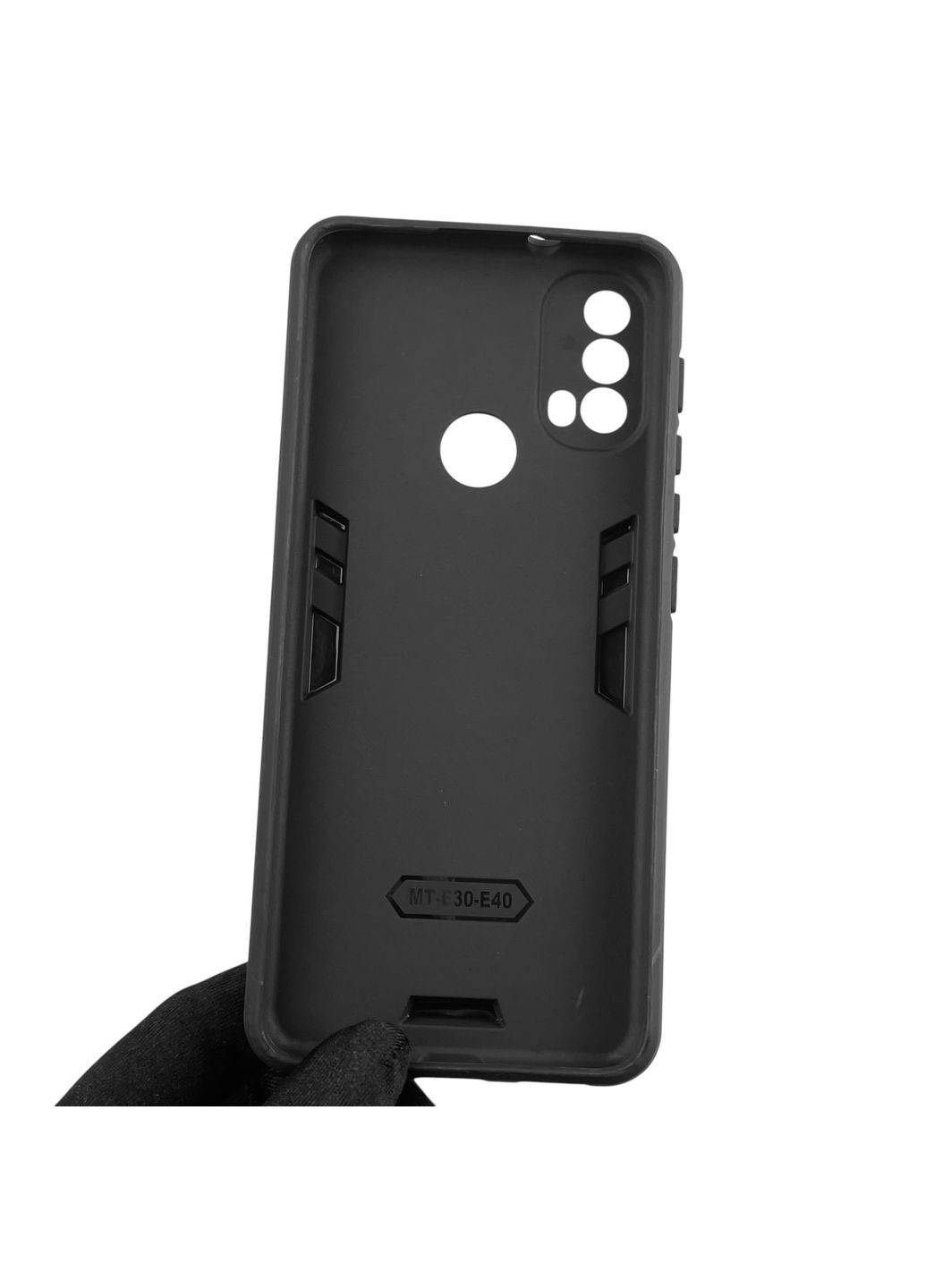 Чохол для телефона Moto E40 броньований з магнітним кільцем-тримачем на моторола е40 чорний Motorola (366229327)