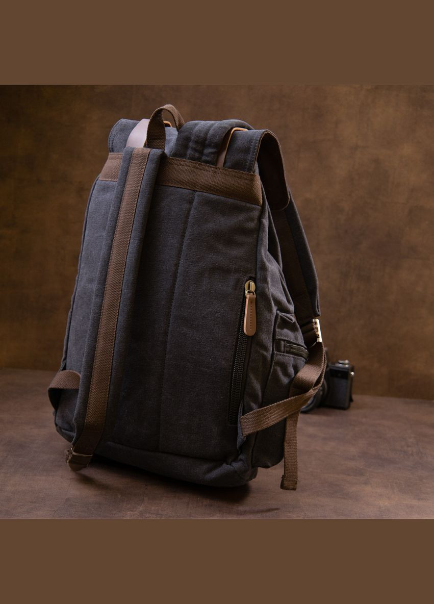 Рюкзак туристичний текстильний унісекс 20608 Чорний Vintage (328449839)