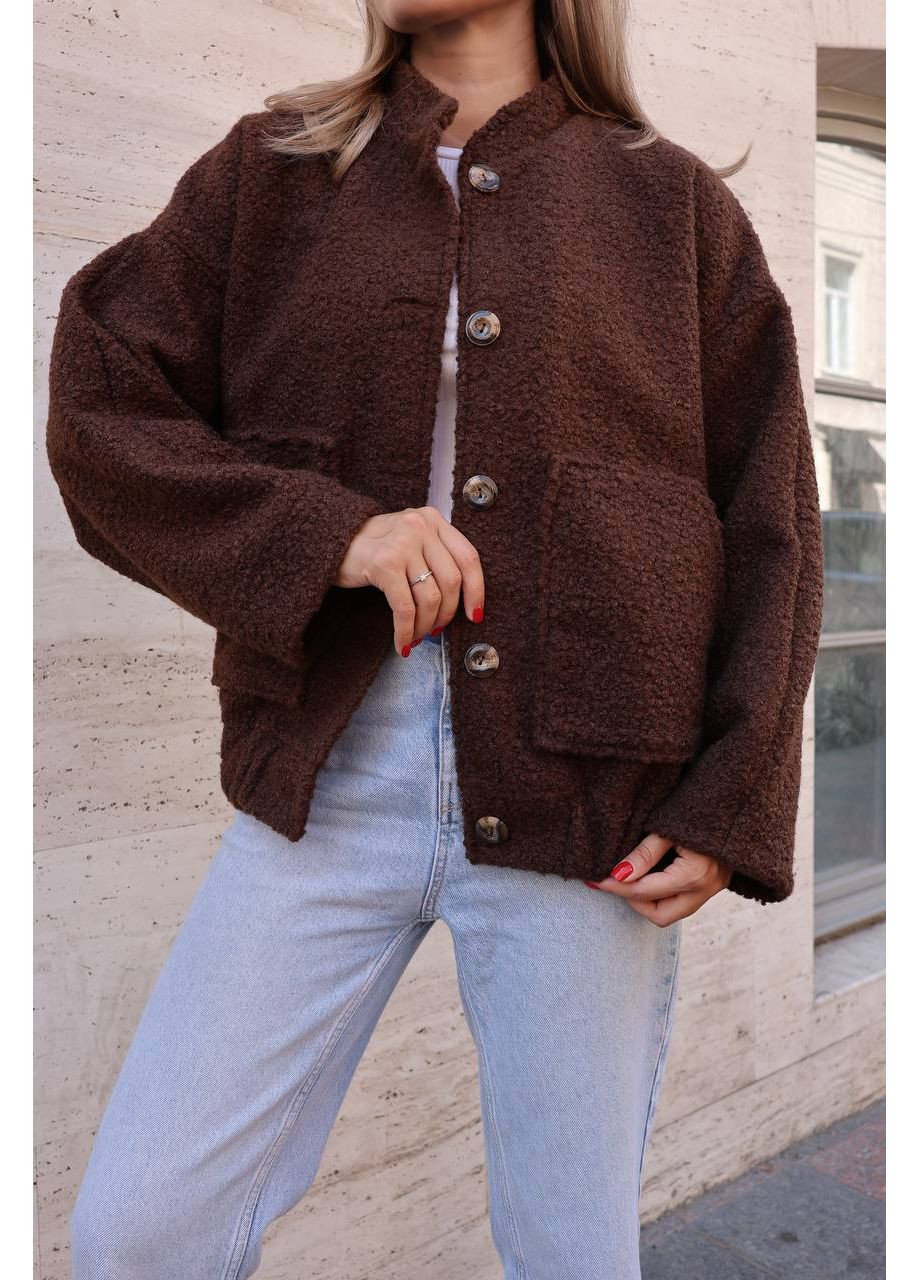 🧥 Бомбер з тканини баранець | Стиль ZARA | Розмірна сітка в описі DK/DL Мода без кордонів на гудзиках (360861346)