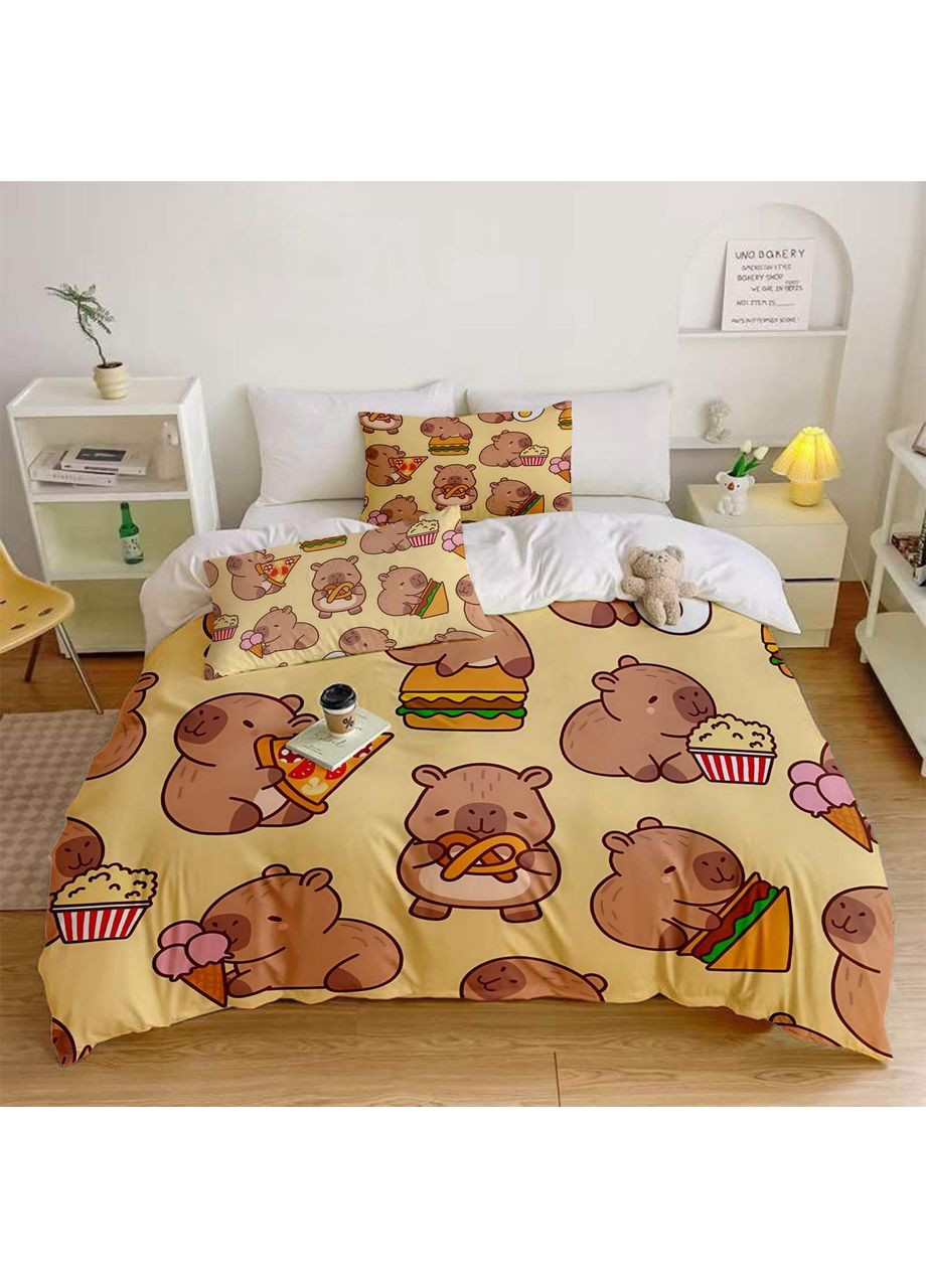 Полуторный комплект постельного белья из микросатина Капибара Україна ТД (369659765)