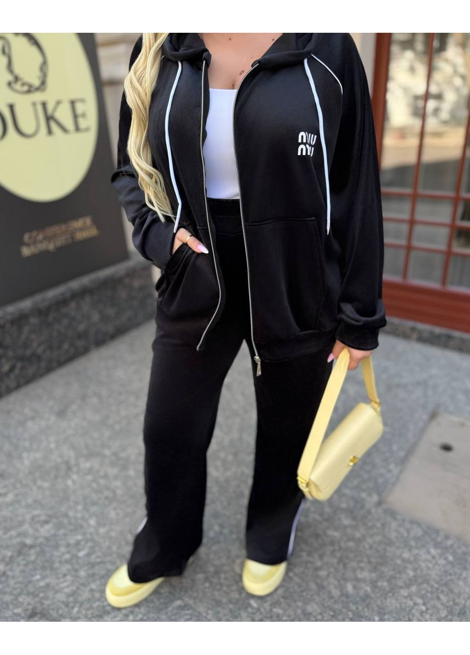 Жіночий костюм з турецького велюру – кофта на блискавці та штани палаццо Україна (361241161)