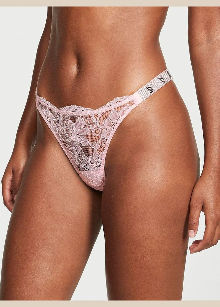 Трусики Very Sexy Shine Strap Thong Lace Thong Panty зі стразами M рожевий Victoria's Secret (282964857)