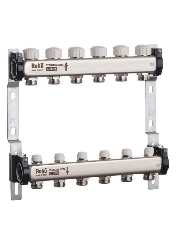 Колектор з термостатичними та запірними клапанами R805-06 - 1"х 6 вих. (RO0060) Roho (322006007)