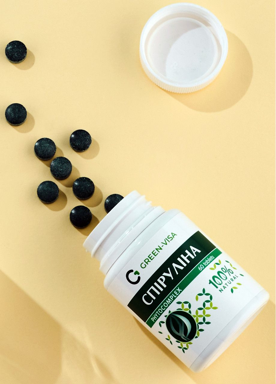 Спіруліна 60табл., для поліпшення стану судин і профілактики атеросклерозу, Грін-Віза. Грін-віза (354824645)