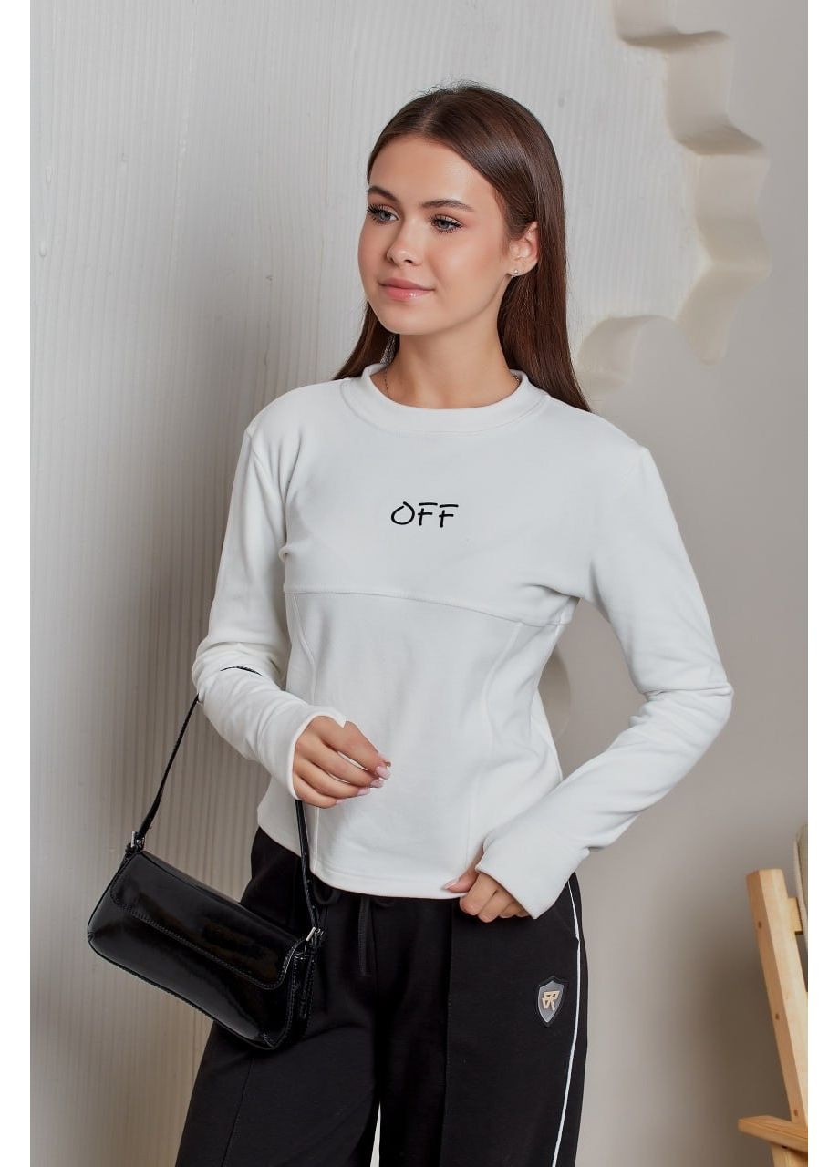 Белый демисезонный повседневный лонгслив Україна с надписями