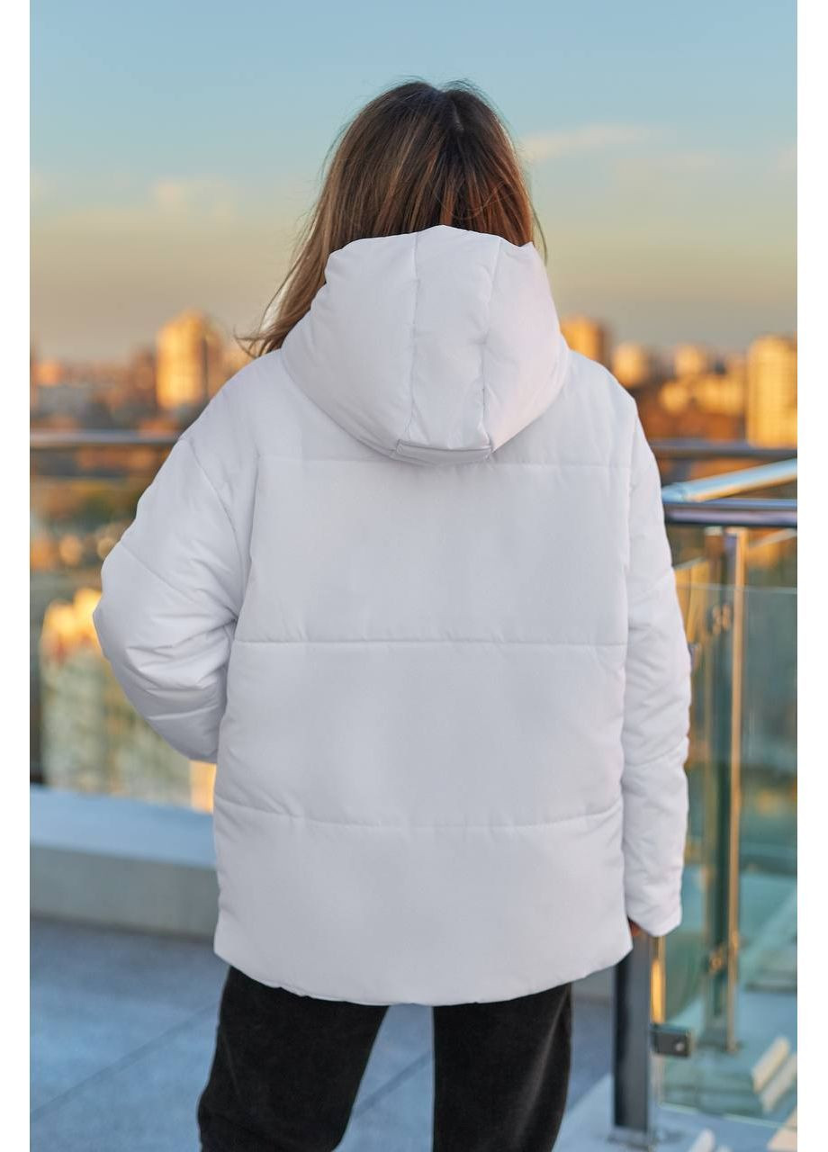 Біла зимня жіноча утеплена куртка з капюшоном No Brand