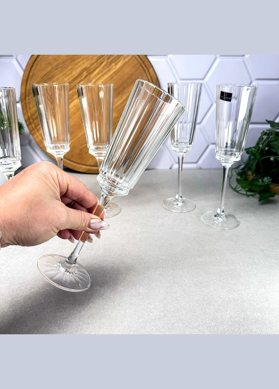 Келихи для шампанського з кришталевого скла 170 мл 6 шт Cristal D`Arques Macassar Cristal d'Arques (308251268)