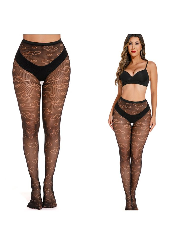 Колготки в сетку сердечка для женщин one size черный Jannet Колготки (361893442)