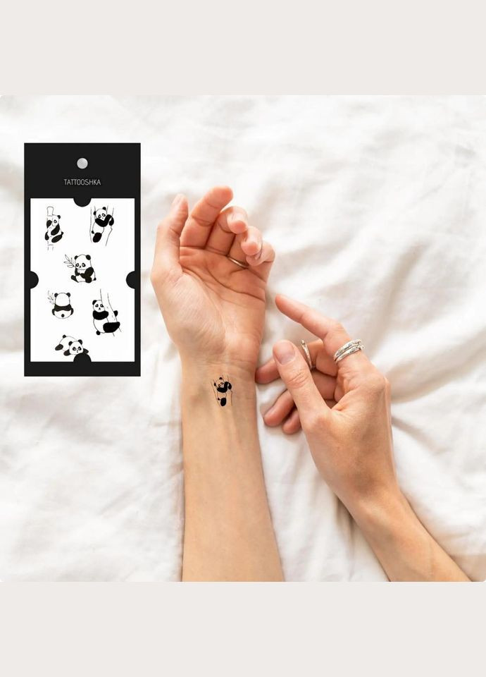 Набор временных татуировок "Мини панды" HC-022, 6 картинок No Brand (329894346)
