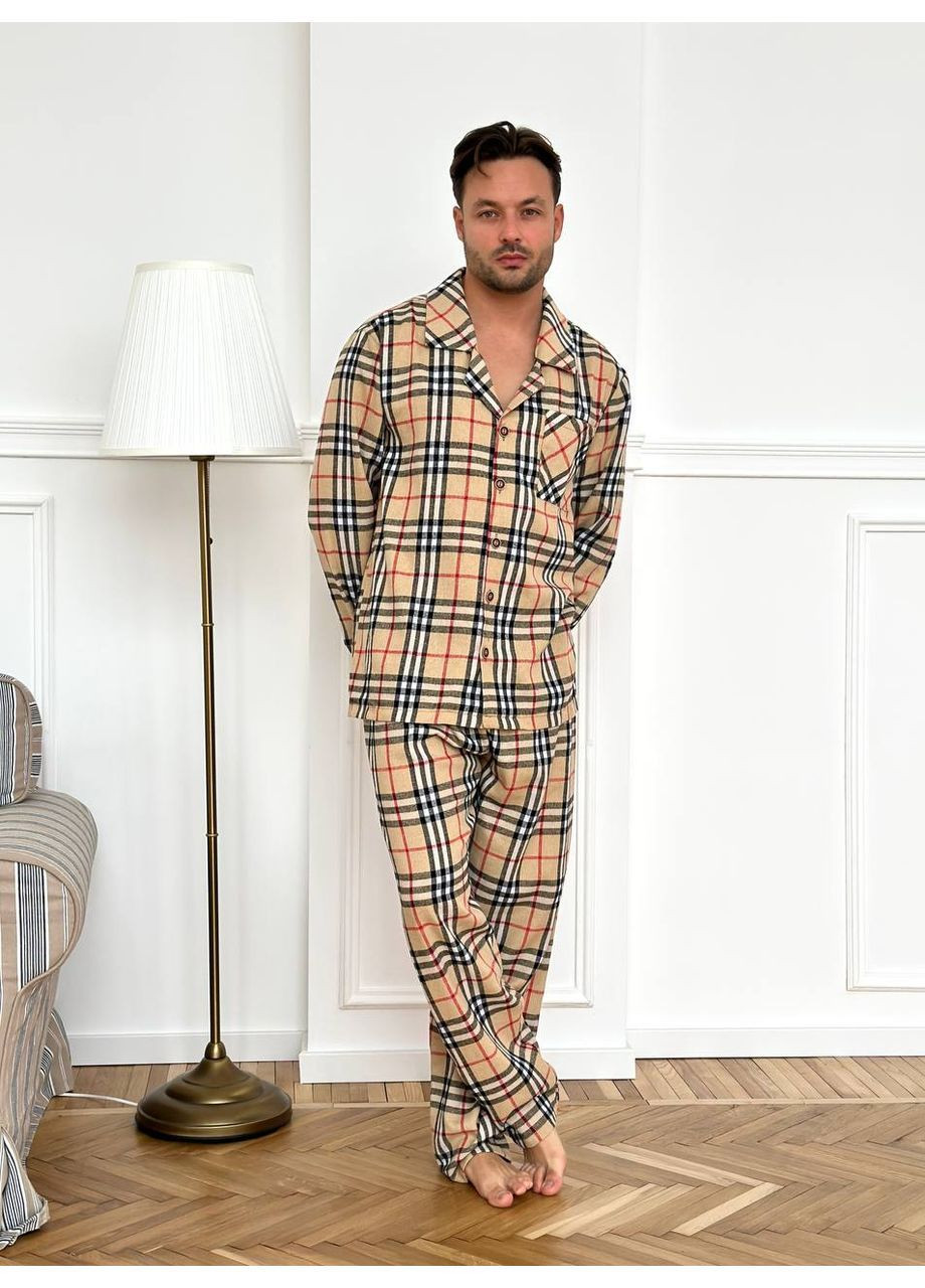 Пижама мужская фланель в клетку. Парные пижамы. Семейные пижамы в клеточку No Brand (366241238)